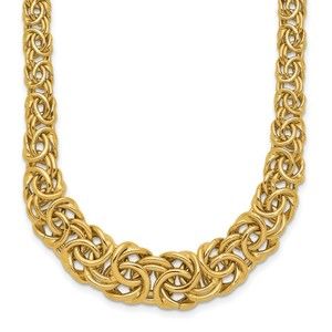 Million Charms 14k Yellow Gold Graduated Byzantine Necklace